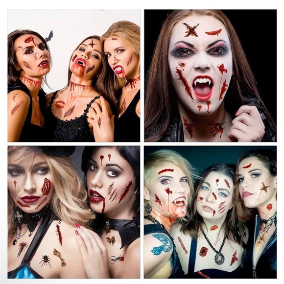 Face gem London fake scar temporary tattoos Halloween - Picture 3 of 11